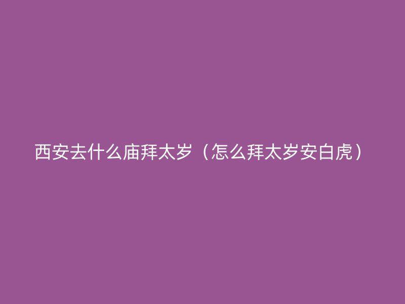 西安去什么庙拜太岁（怎么拜太岁安白虎）