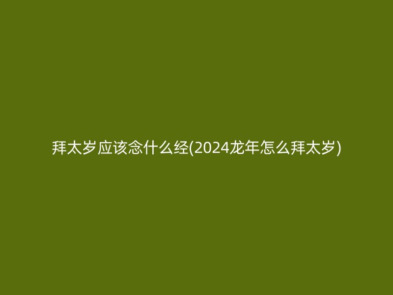 拜太岁应该念什么经(2024龙年怎么拜太岁)